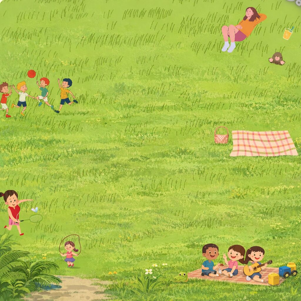 ちょけん大広場の芝生エリアのイラスト