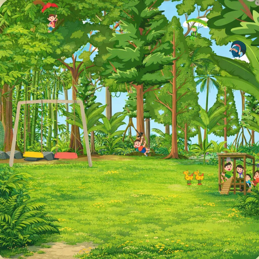 ちょけん大広場の林エリアのイラスト