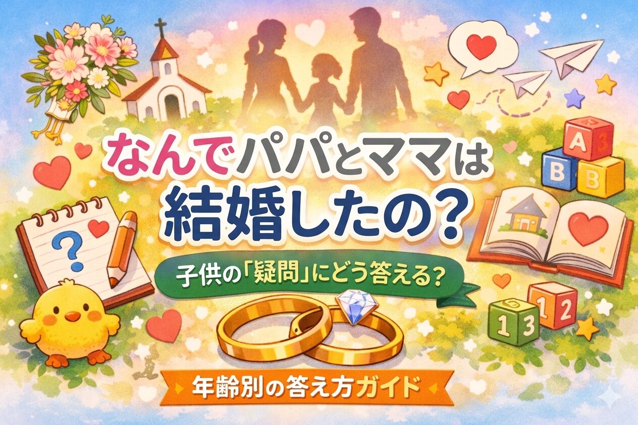 なんでパパとママは結婚したの？子供の疑問に答える方法を解説したアイキャッチ画像