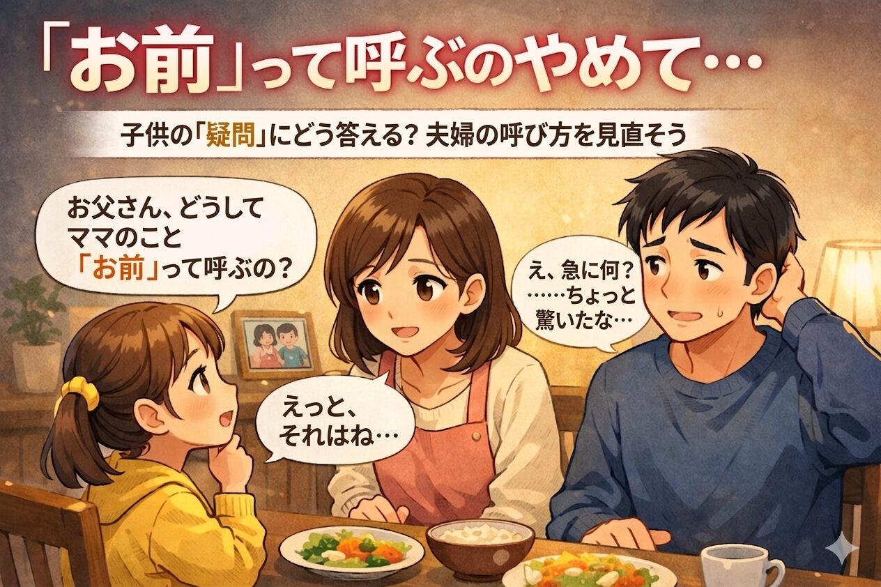 パパがママをお前と呼ぶ理由を子供にどう説明するかを解説した家族のアイキャッチ画像