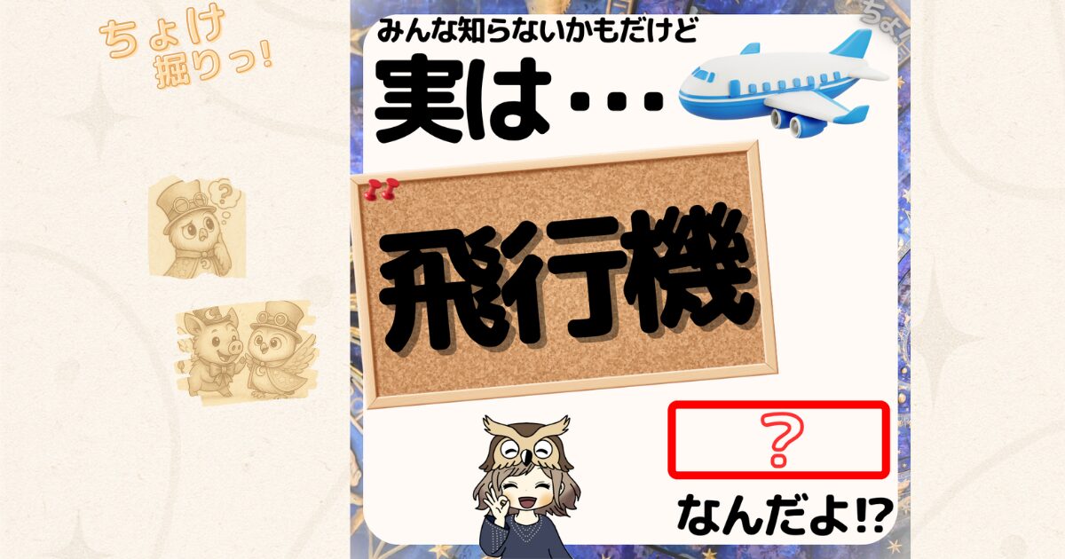 飛行機のイラストを使った「実はこれは何？」という問いかけのクイズ画像。